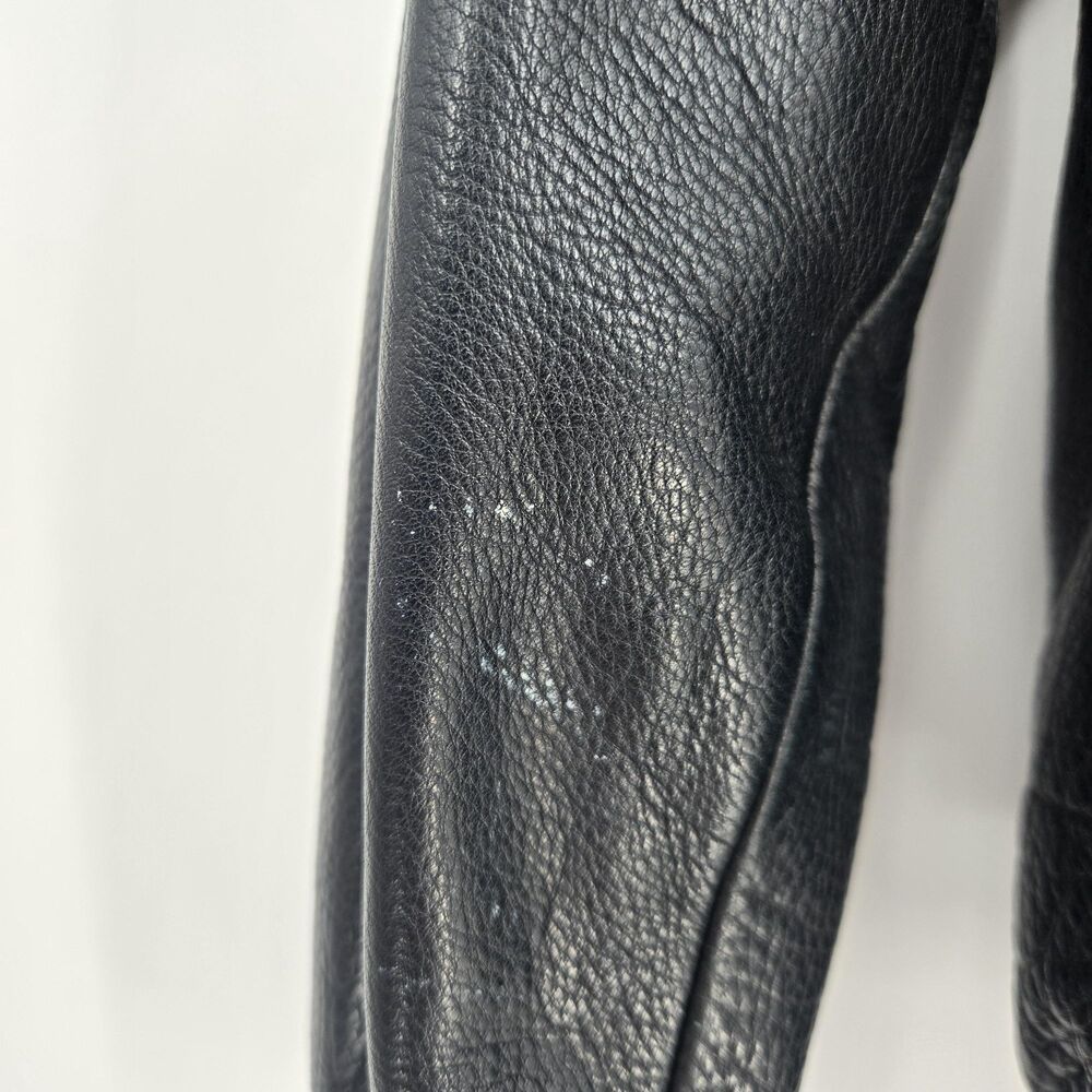 Vintage Bruno Magli black leather jacket with wool lining - mens 44 - Picture 10 of 16